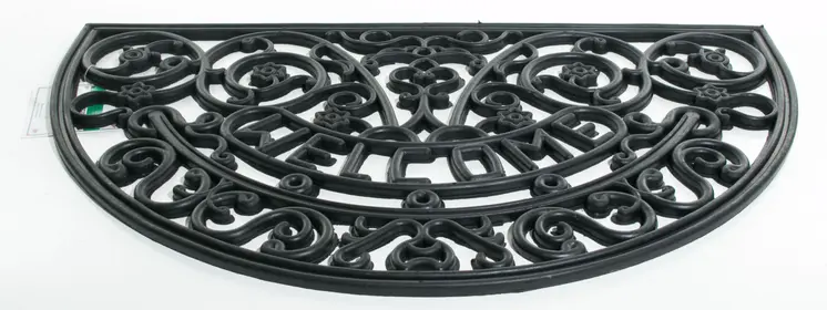 18" X 30" Black Rubber Welcome Outdoor Semi Circle Door Mat