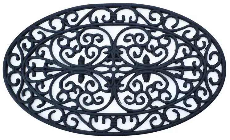18" X 30" Black Rubber Outdoor Oval Door Mat