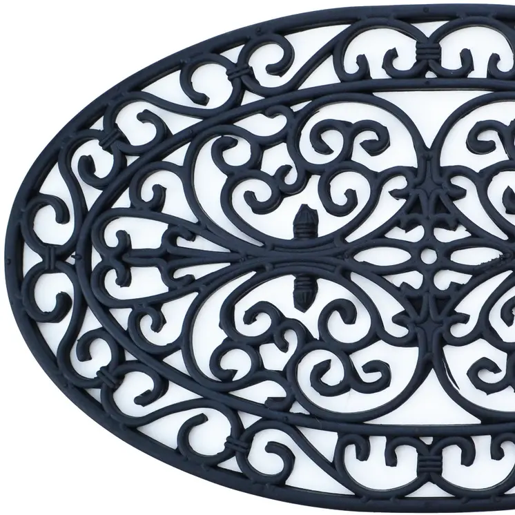 18" X 30" Black Rubber Outdoor Oval Door Mat