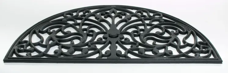 18" X 30" Black Rubber Outdoor Semi Circle Door Mat