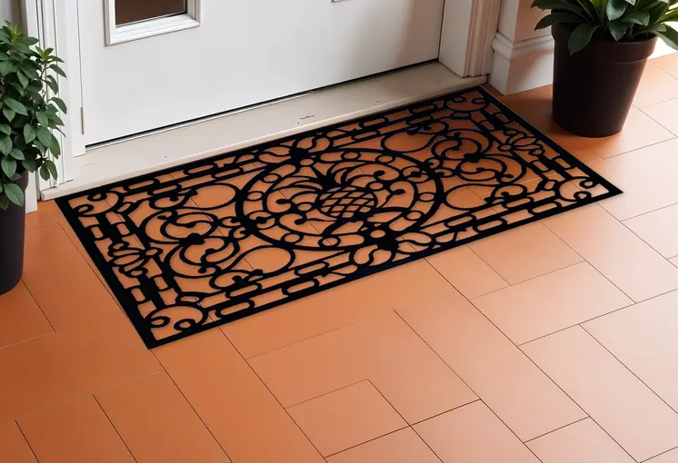 30" X 48" Black Rubber Pineapple Outdoor Door Mat