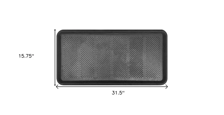 16" X 32" Black Rubber Outdoor Boot Tray
