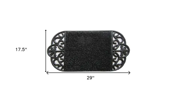 18" X 29" Black Rubber Outdoor Oval Door Mat