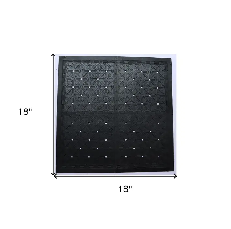 Set Of Four Square Interlocking Black Rubber Indoor Outdoor Mats