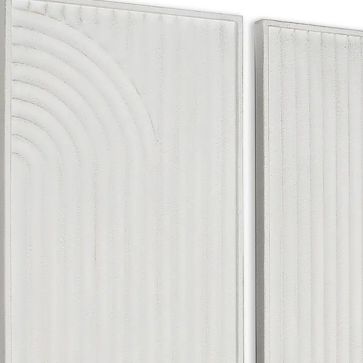 Set of Two White Metal Abstract Hanging Dimensional Sculptures