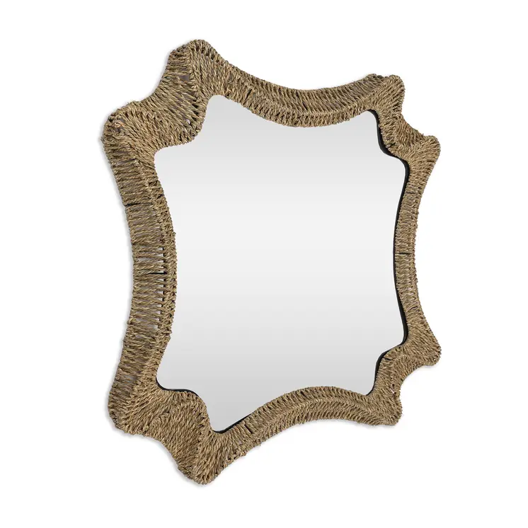 37" Brown Abstract Metal Framed Accent Mirror