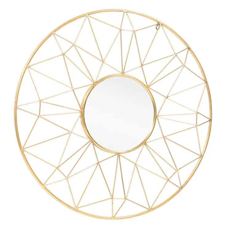 32" Gold Metal Round Accent Mirror
