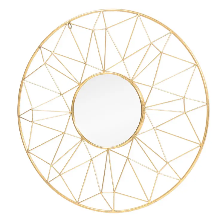 32" Gold Metal Round Accent Mirror