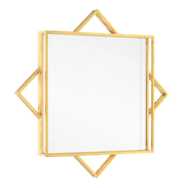 24" Gold Metal Geo Square Accent Mirror