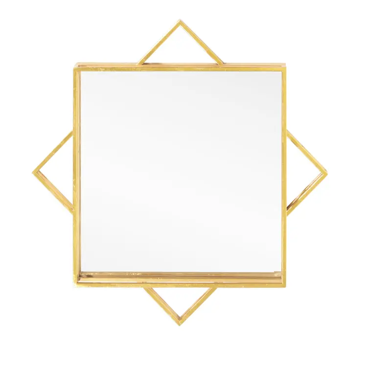 24" Gold Metal Geo Square Accent Mirror