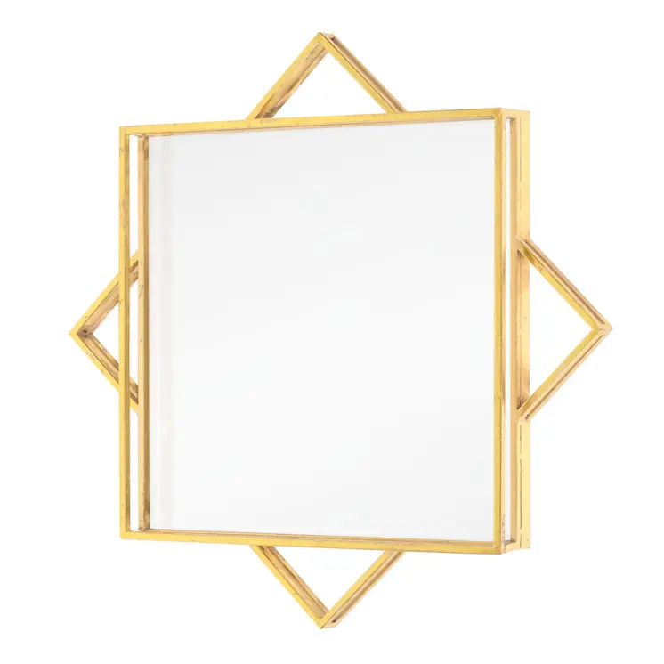24" Gold Metal Geo Square Accent Mirror