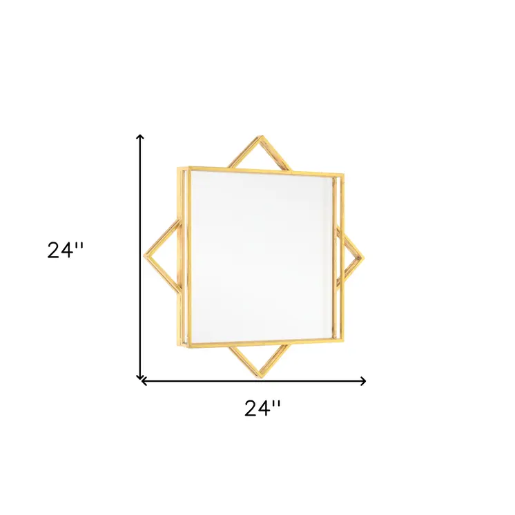 24" Gold Metal Geo Square Accent Mirror