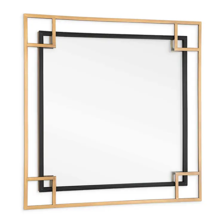 22" Gold And Black Metal Multi Square Accent Mirror