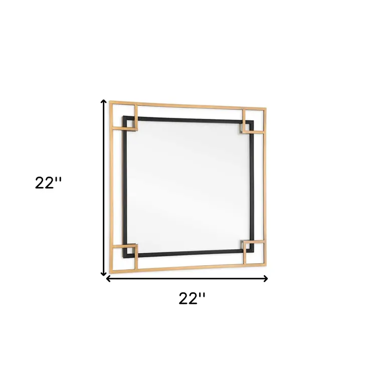 22" Gold And Black Metal Multi Square Accent Mirror