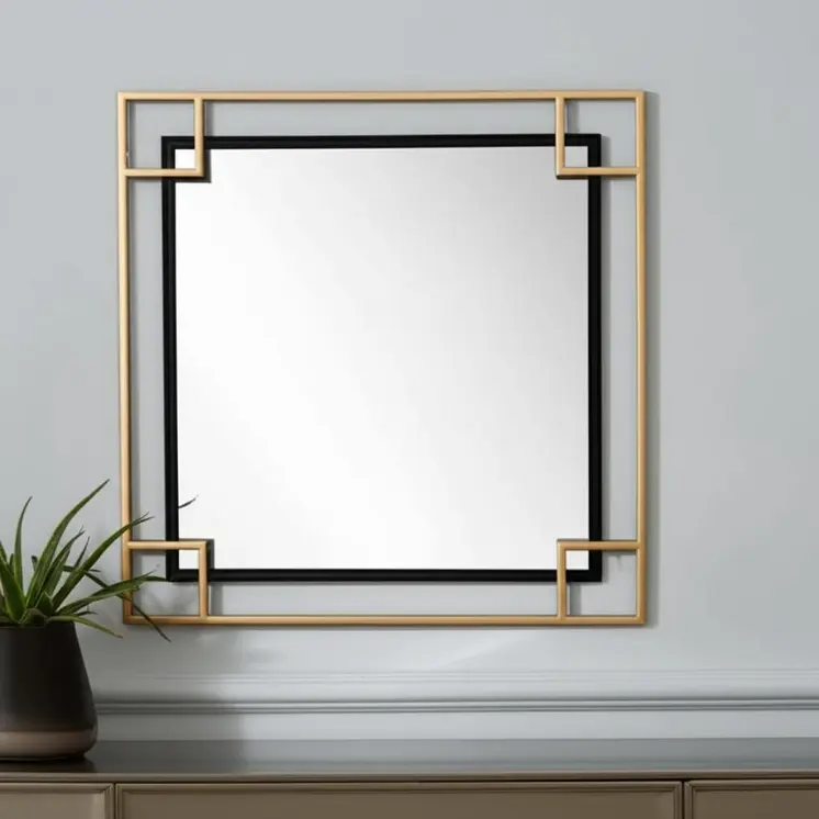 22" Gold And Black Metal Multi Square Accent Mirror