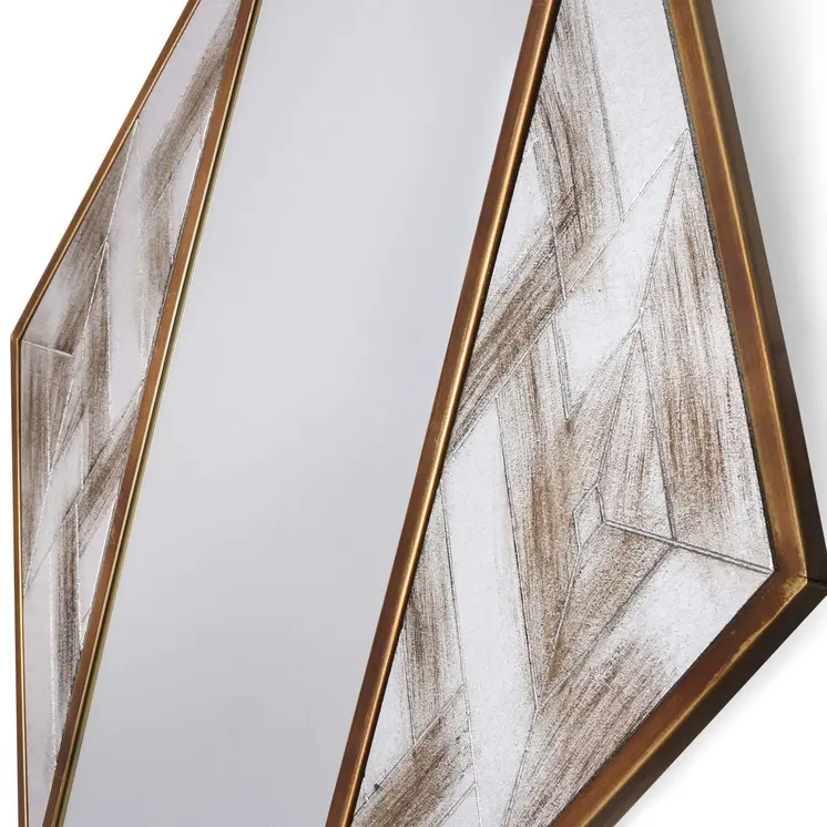 38" Brass And Silver Mixed Metal Diamond Accent Mirror