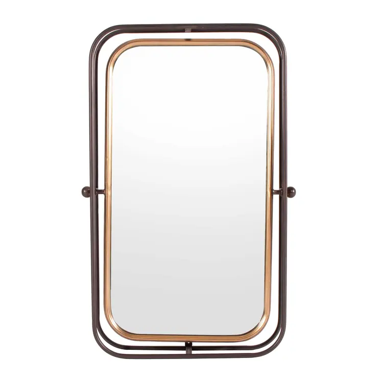 28" Black And Gold Metal Tilting Accent Mirror