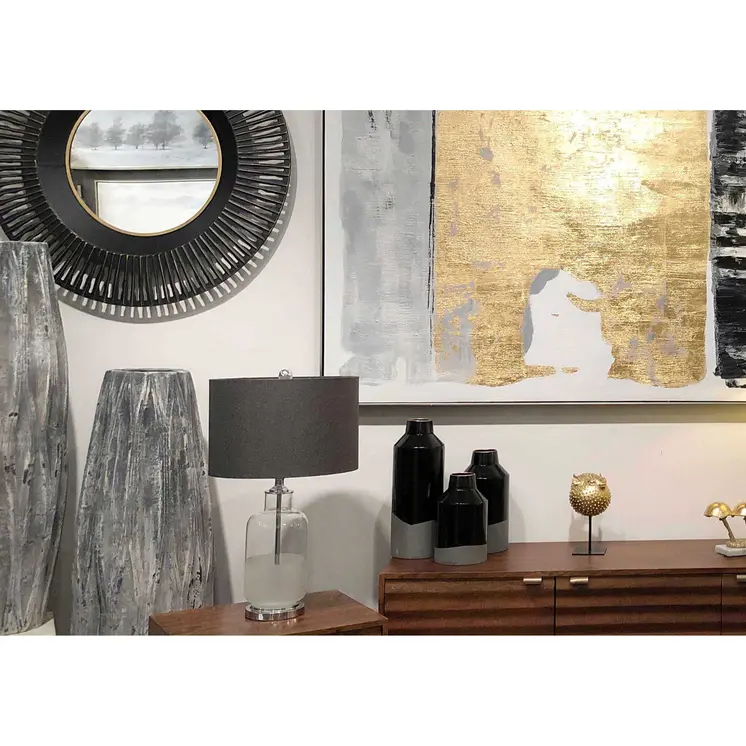 36" Black Metal Round Pierced Accent Mirror