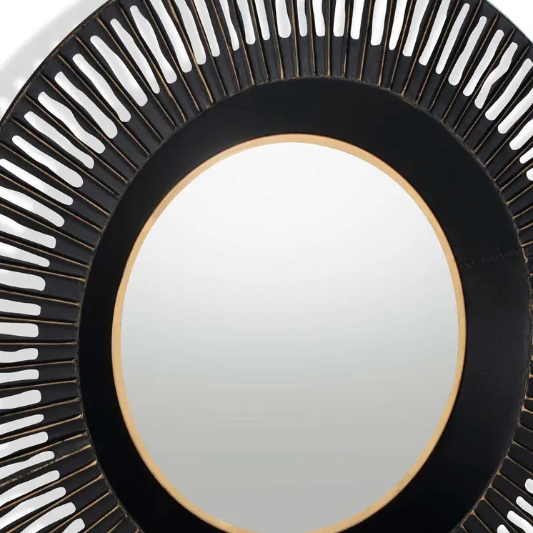 36" Black Metal Round Pierced Accent Mirror