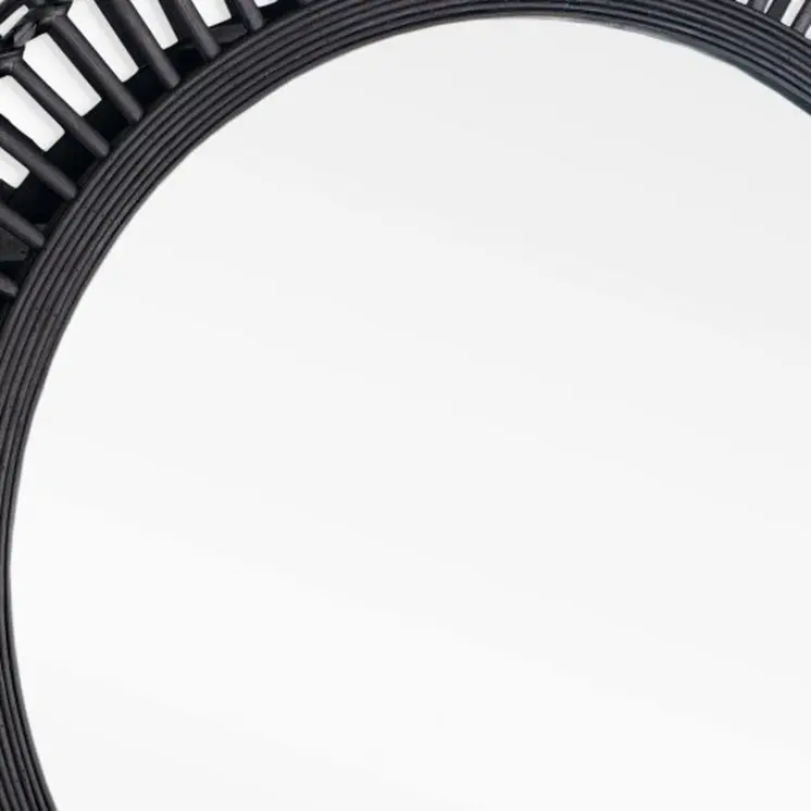 31" Black Bamboo Pierced Round Accent Mirror