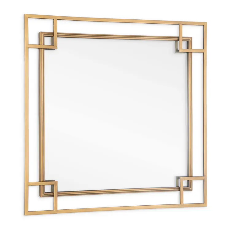 22" Gold Metal Square Accent Mirror