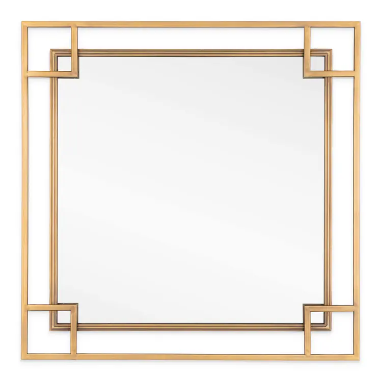 22" Gold Metal Square Accent Mirror
