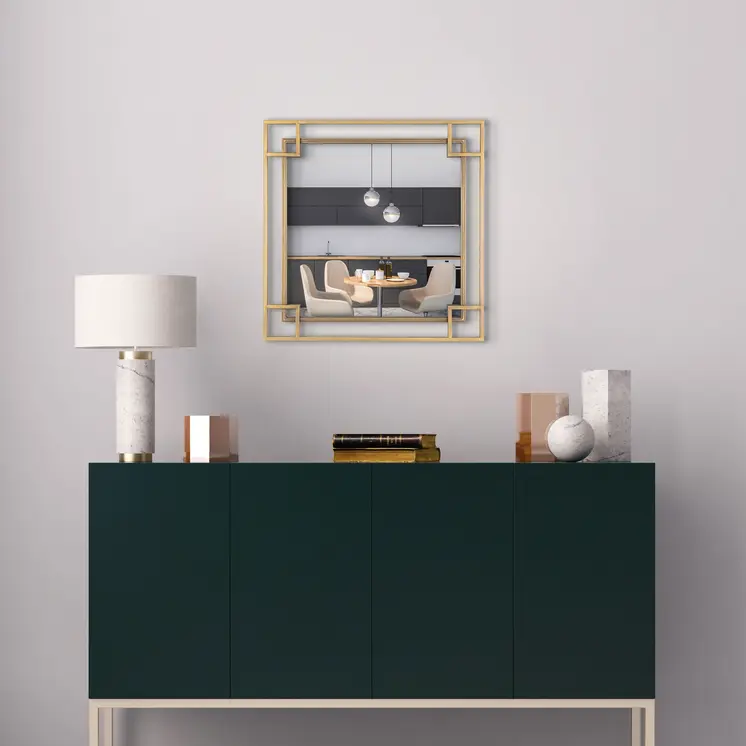 22" Gold Metal Square Accent Mirror