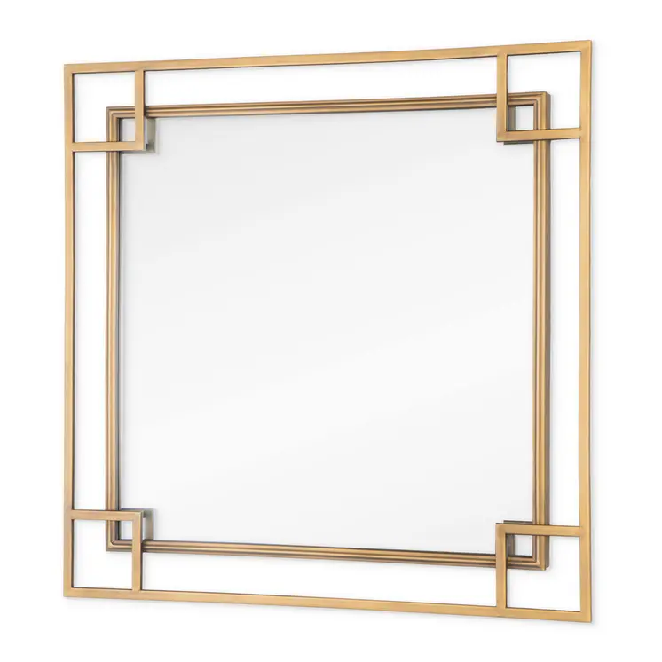 22" Gold Metal Square Accent Mirror