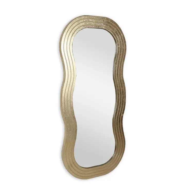 48" Gold Wood Abstract Accent Mirror