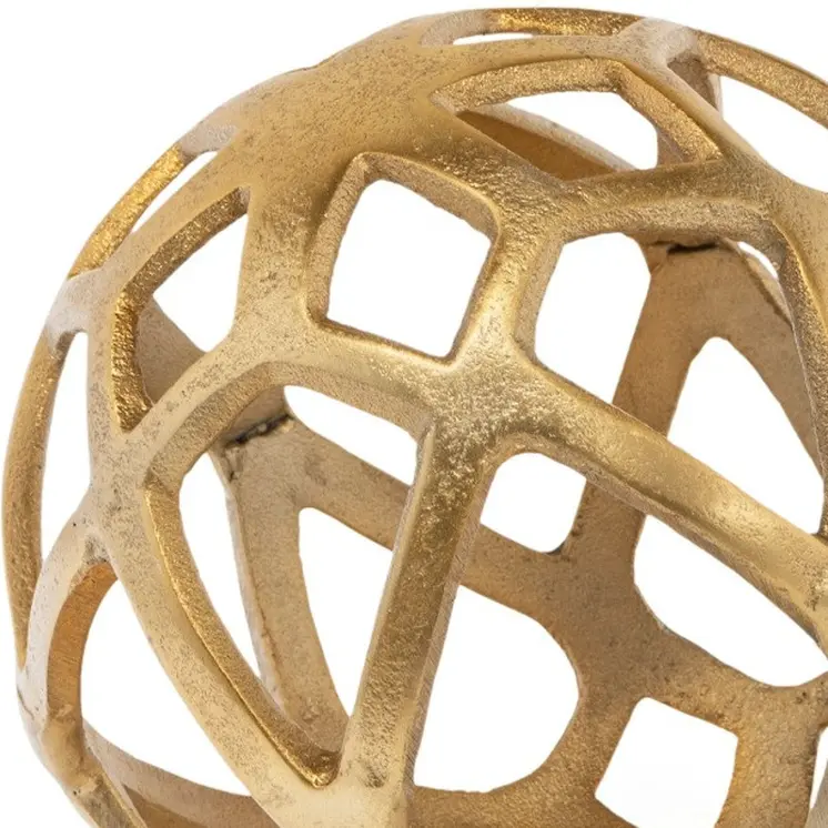 7" Gold Aluminum Geo Orb Tabletop Sculpture