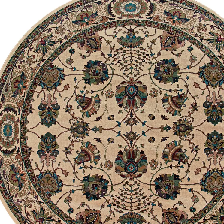 6' Ivory Floral Round Rug