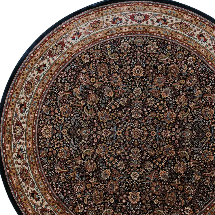 6' Blue And Red Oriental Round Rug