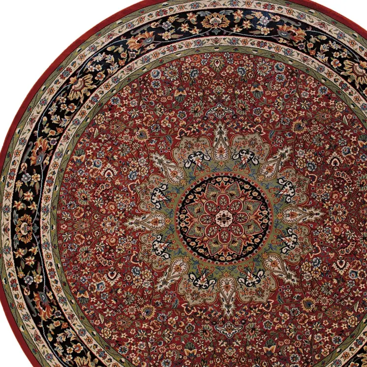 6' Red And Blue Oriental Round Rug