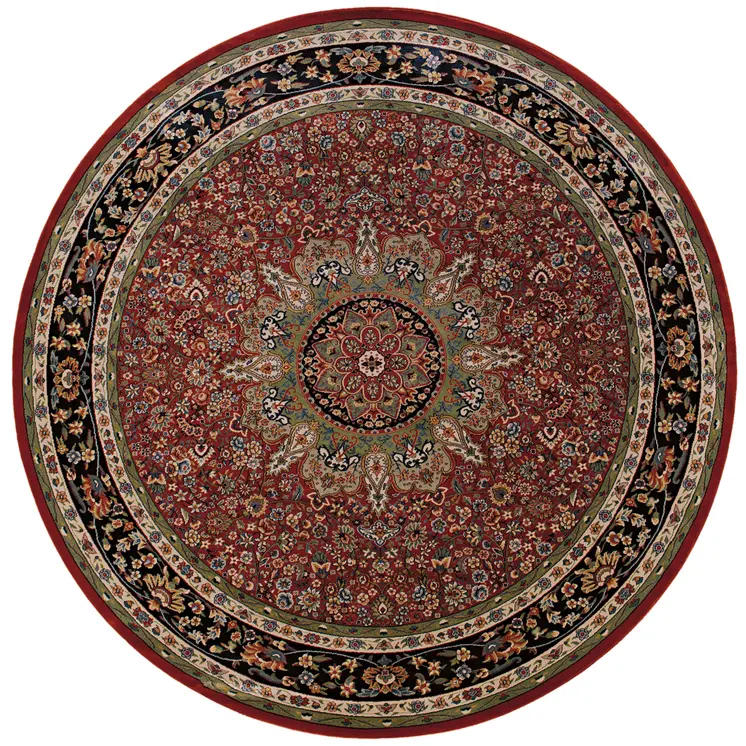 8' Red And Blue Oriental Round Rug