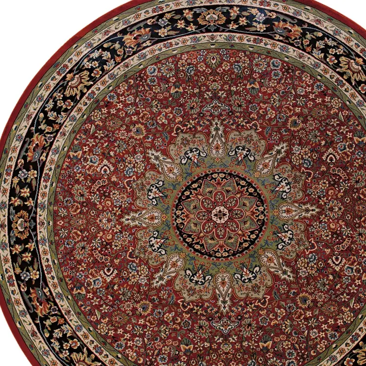 8' Red And Blue Oriental Round Rug