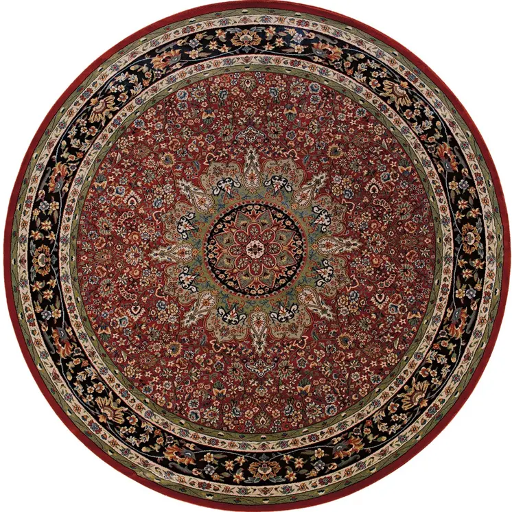 8' Red And Blue Oriental Round Rug
