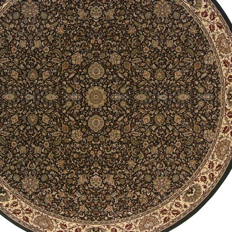 6' Brown Oriental Round Rug