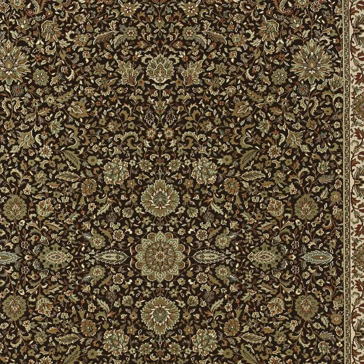 8' Brown And Ivory Oriental Square Rug