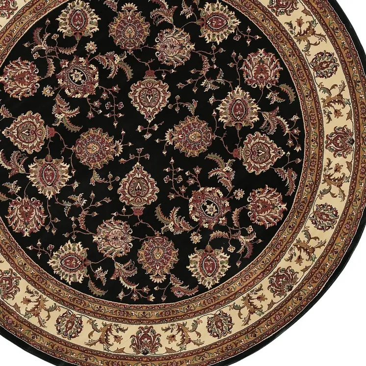 6' Brown And Ivory Oriental Round Rug