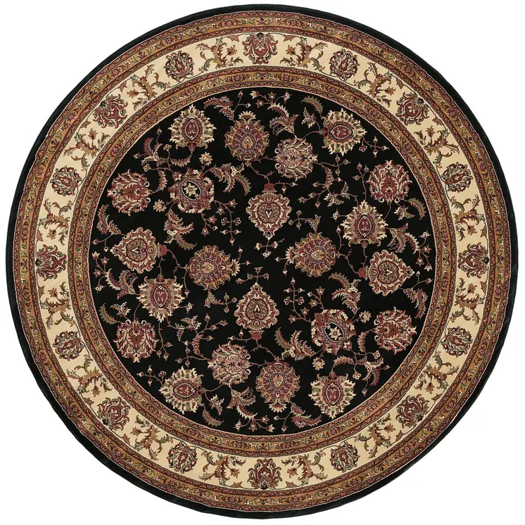 8' Brown And Ivory Oriental Round Rug