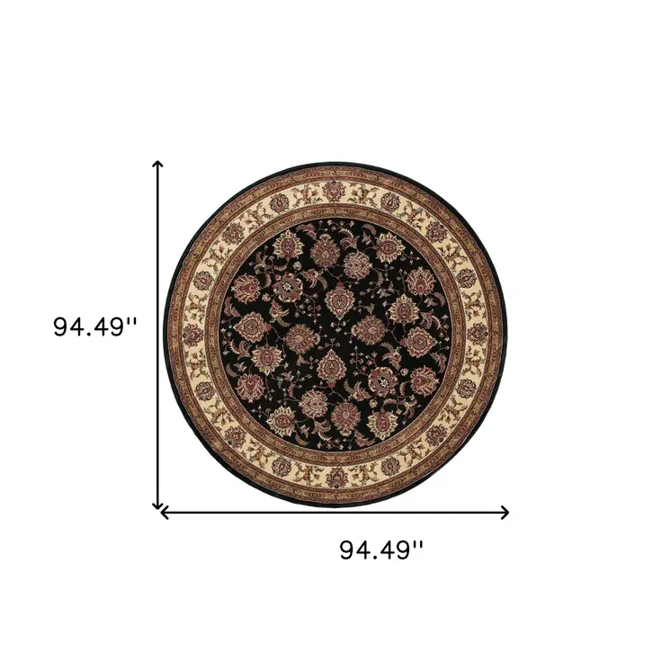 8' Brown And Ivory Oriental Round Rug