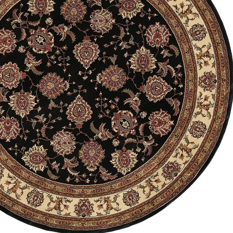 8' Brown And Ivory Oriental Round Rug