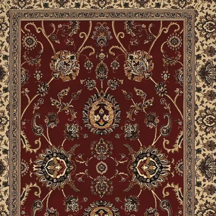 8' Red And Ivory Oriental Square Rug