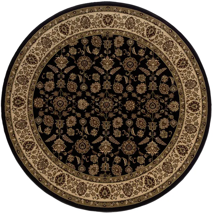 8' Brown Oriental Round Rug