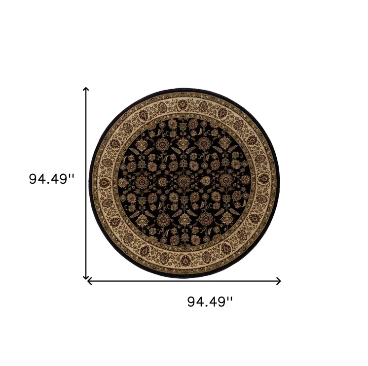 8' Brown Oriental Round Rug