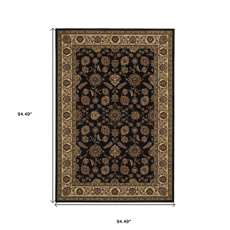 8' Brown And Ivory Oriental Square Rug