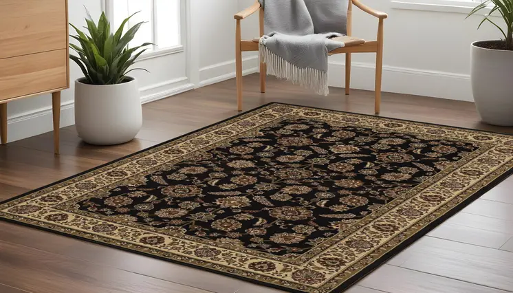 8' Brown And Ivory Oriental Square Rug