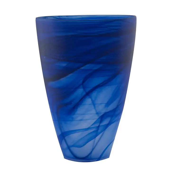 12" Blue Round Glass Table Vase