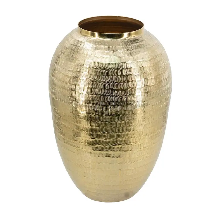 17" Gold Round Aluminum Table Vase