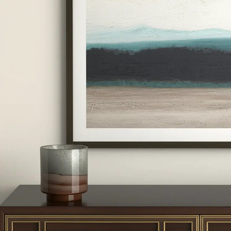 9" Gray And Brown Ombre Round Glass Table Vase